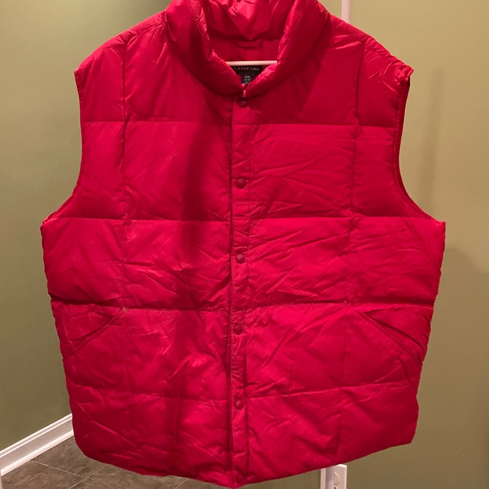 Lands' End Men's Bright Red Quilted Vest
